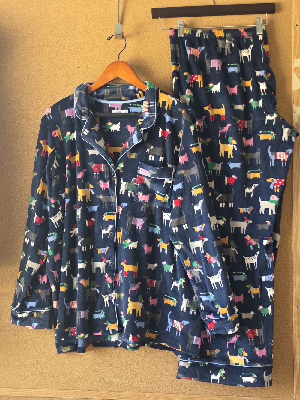 Secret Treasures Navy Velour Holiday Dog Pajama Set Plus 2X Loungewear